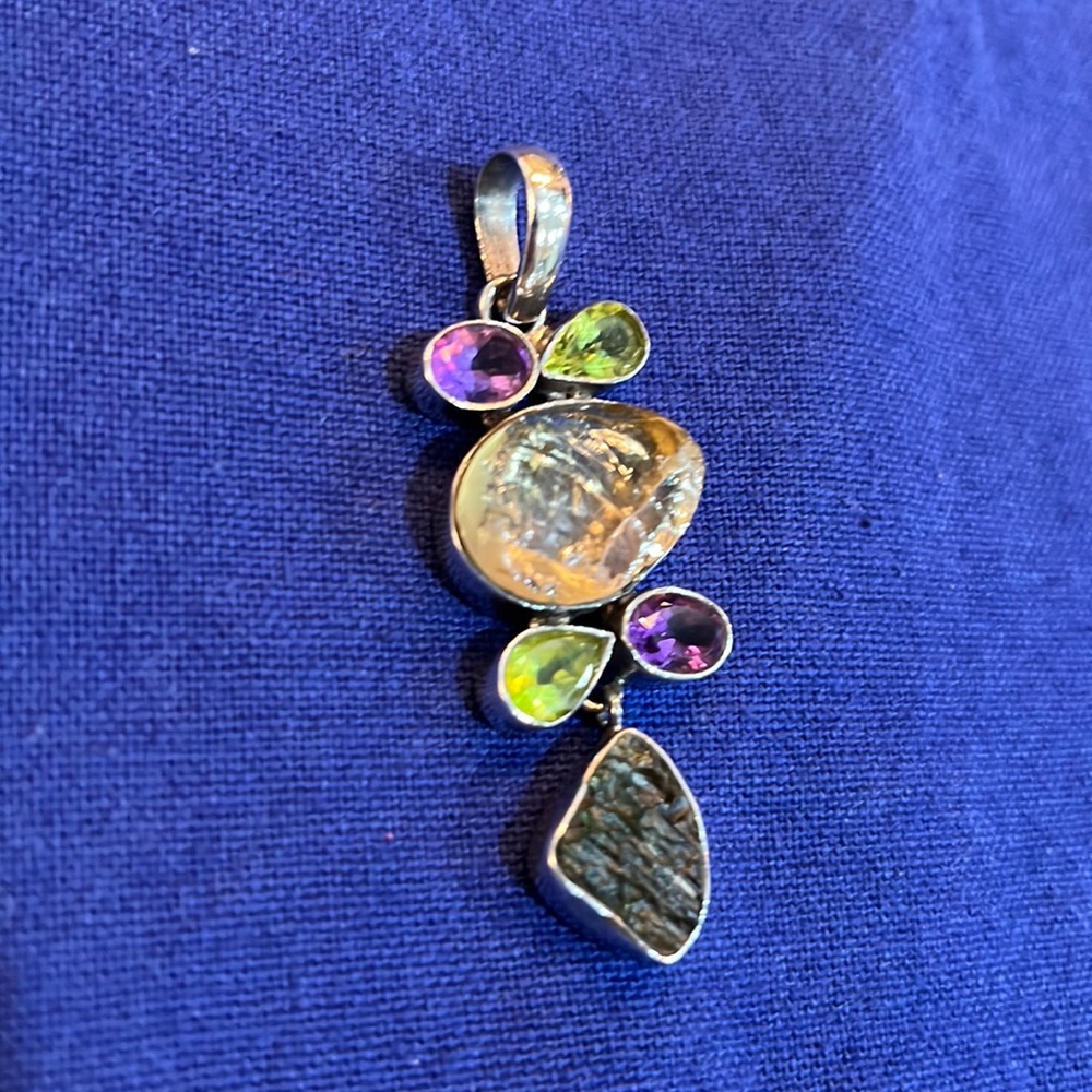Amethyst Peridot Citrine Sterling Silver Pendant Smokey Mountains